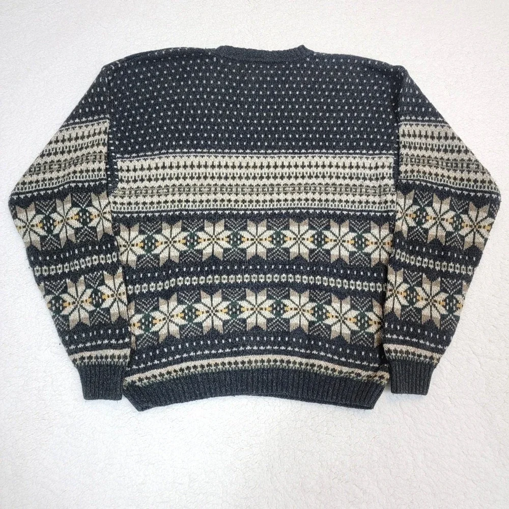 Northwest Territory Fair Isle Sweater Mens Large Navy Blue Wool Blend Vintage
